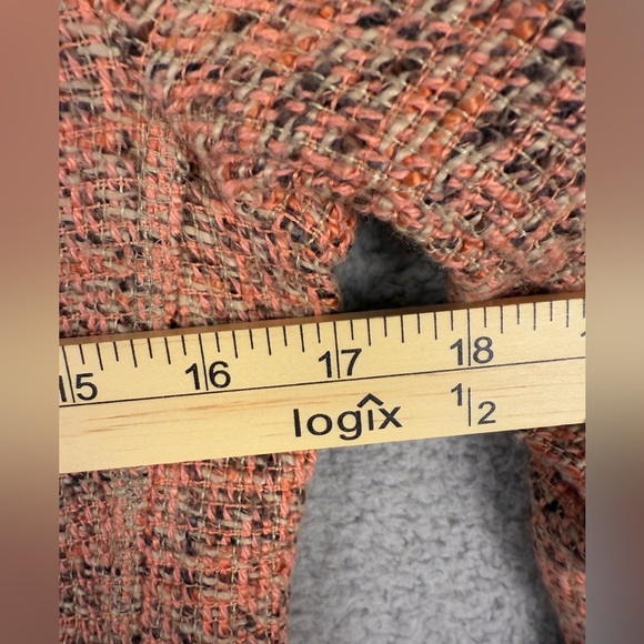 J Jill tweed jacket coral and pink tones with snap front size XS preowned - Picture 6 of 11